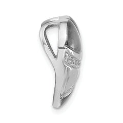 Sterling Silver Blk Rhod Polished CZ Heart Chain Slide Pendant