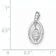 Sterling Silver Rhodium-plated Polished CZ Fancy Ovals Slide Pendant