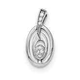 Sterling Silver Rhodium-plated Polished CZ Fancy Ovals Slide Pendant