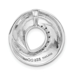 Sterling Silver Brushed CZ Slide Pendant