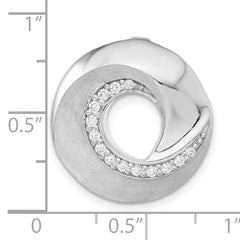 Sterling Silver Brushed CZ Slide Pendant