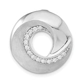 Sterling Silver Polished & Brushed CZ Circle Slide Pendant