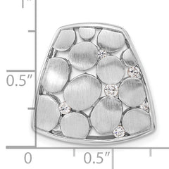 Sterling Silver Brushed And Polished CZ Slide