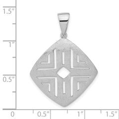 Sterling Silver Rhod-pltd Sand Matte Square Cutout Pendant