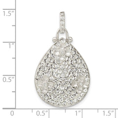 Sterling Silver Polished CZ & Crystal Flower Pendant