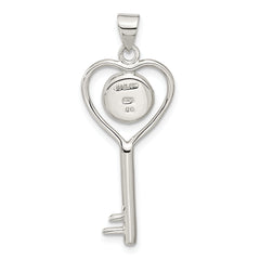 Sterling Silver Polished Shiva Eye in Heart Key Pendant