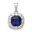 Sterling Silver Rhodium-plated CZ and Blue Glass Pendant