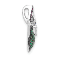 Sterling Silver W/Multi-color Stones & Clear CZ Star Chain Slide