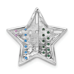 Sterling Silver W/ Synthetic Stones Star Chain Slide