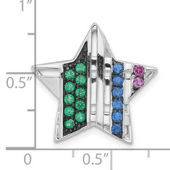 Sterling Silver W/ Synthetic Stones Star Chain Slide