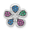 Sterling Silver Black Rhodium Synthetic Stones & CZ Flower Slide Pendant