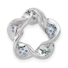 Sterling Silver W/Synthetic Stones Chain Slide