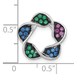 Sterling Silver W/Synthetic Stones Chain Slide