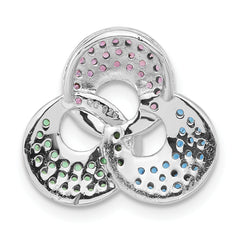 Sterling Silver W/ Synthetic Stones Chain Slide