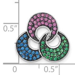 Sterling Silver W/ Synthetic Stones Chain Slide