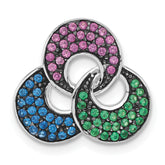 Sterling Silver w/ Black Rhodium Synthetic Stones Chain Slide Pendant