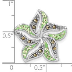 Sterling Silver Marcasite & Green Crystal Pendant