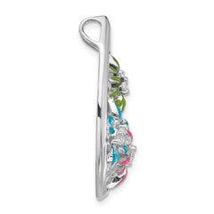 Sterling Silver Blue,Green,Pink Enamel CZ Slide