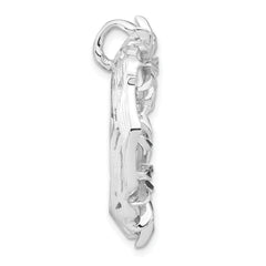 Sterling Silver Polished And Satin Black And White Enamel CZ Slide