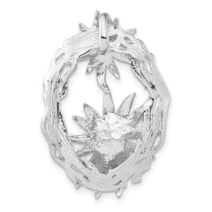 Sterling Silver Polished And Satin Black And White Enamel CZ Slide