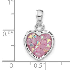 Sterling Silver Pink Crystal Heart Pendant