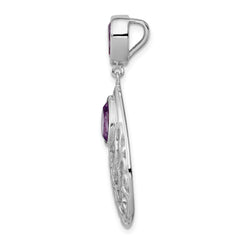 Sterling Silver Polished with Amethyst Pendant