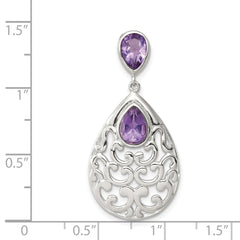 Sterling Silver Polished with Amethyst Pendant