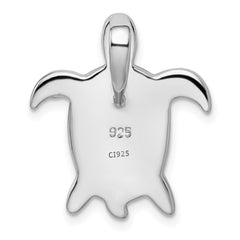 Sterling Silver Rhodium Created Blue Opal Turtle Slide