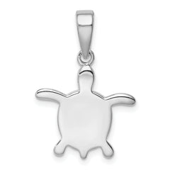 Sterling Silver Rhodium Created Blue Opal Turtle Pendant