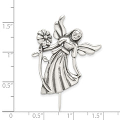 Sterling Silver 925 Antique Angel Pin with Floral Elegance