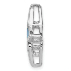 Sterling Silver Rhodium Created Blue Opal Starfish Slide