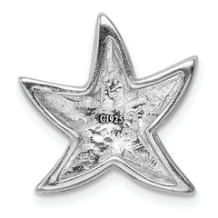 Sterling Silver Rhodium Created Blue Opal Starfish Slide