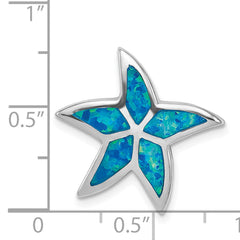 Sterling Silver Rhodium Created Blue Opal Starfish Slide