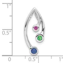 Sterling Silver Polished Red,Green,Blue CZ Slide