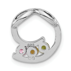 Sterling Silver Polished Green,Yellow,Pink CZ Slide