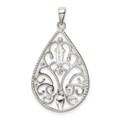 Sterling Silver Polished Diamond-cut Pendant