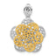 Flower Slide Pendant in Sterling Silver, 31mm, Two-Tone - Sophia Jewelers