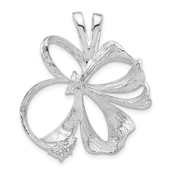 Sterling Silver Polished And Satin Flower CZ Slide