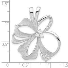 Sterling Silver Polished And Satin Flower CZ Slide