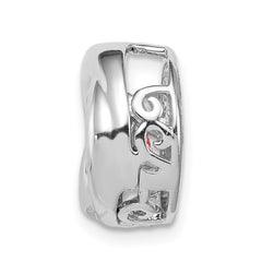 Sterling Silver Platinum-plated Polished Vibrant Pink CZ Circle Pendant