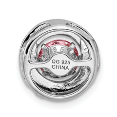 Sterling Silver Platinum-plated Polished Vibrant Pink CZ Circle Pendant