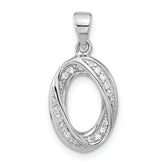 Sterling Silver Polished Fancy CZ Oval Pendant