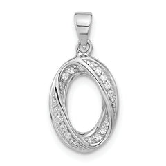 Sterling Silver Polished Fancy CZ Oval Pendant