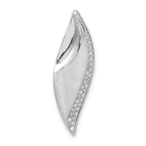 Sterling Silver Polished & Satin CZ Chain Slide Pendant