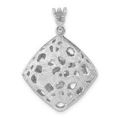 Sterling Silver Rhodium-plated Black & Preciosa Crystal Square Pendant