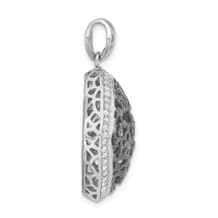 Sterling Silver Rhodium Black-plated Square Pendant
