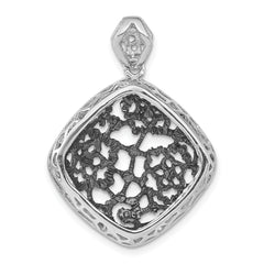 Sterling Silver Rhodium Black-plated Square Pendant
