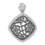 Floral Square Pendant in Sterling Silver with Cubic Zirconia, 34mm Textured - Sophia Jewelers