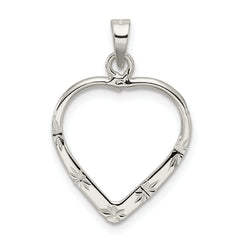 Sterling Silver Polished & D/C Heart Pendant