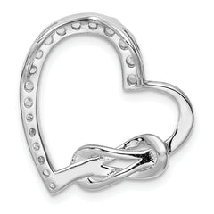Sterling Silver Rhodium-plated CZ Heart Chain Slide